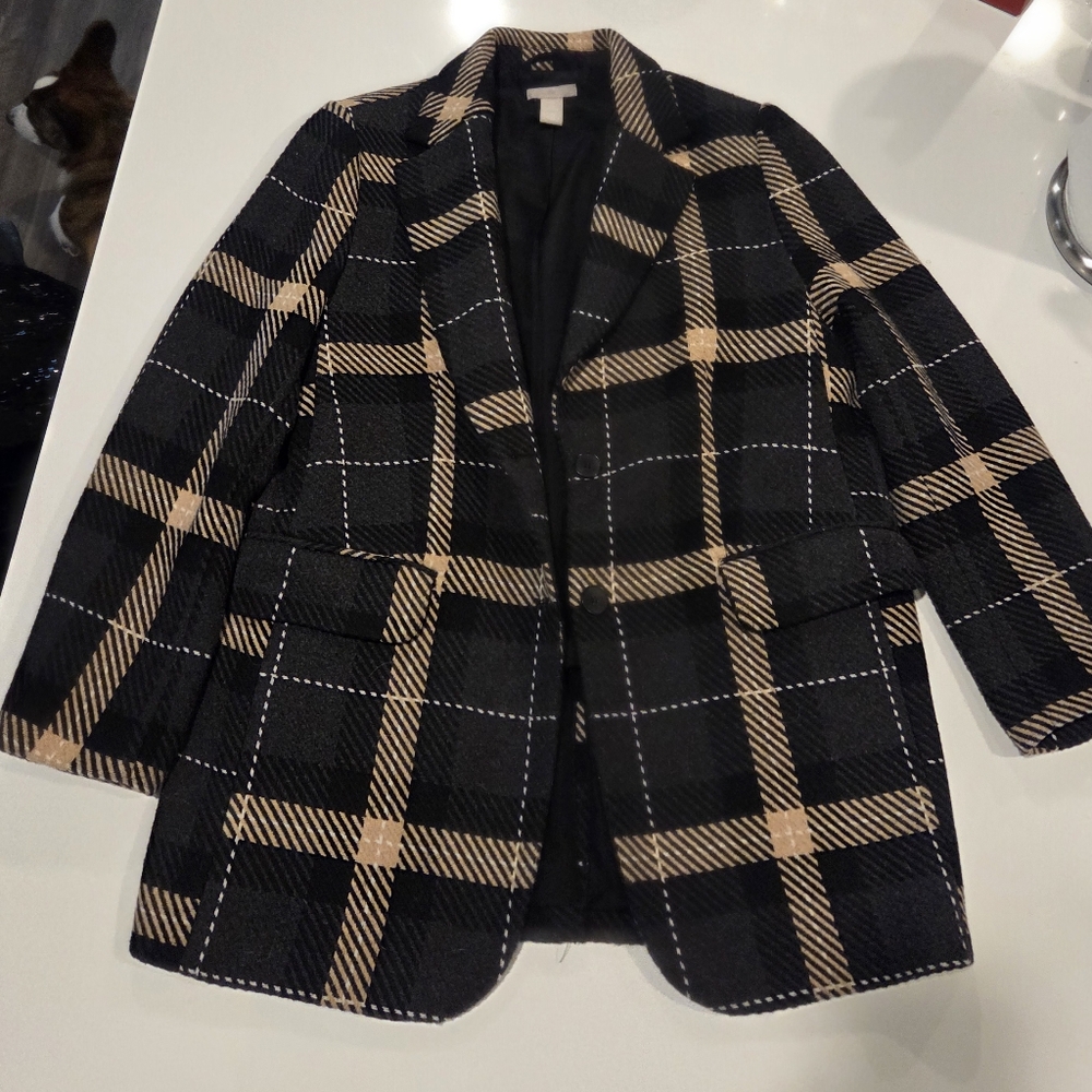 H&M Plaid Blazer Size M Wool Blend